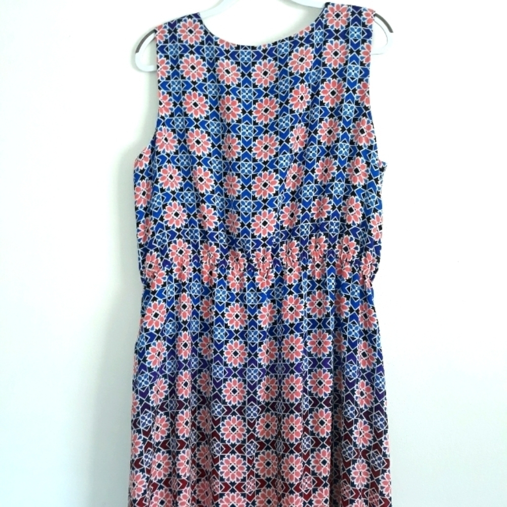 Vince Camuto Maxi Dress Sleeveles Elasticized Waist lined Floral Multico… - Picture 8 of 13